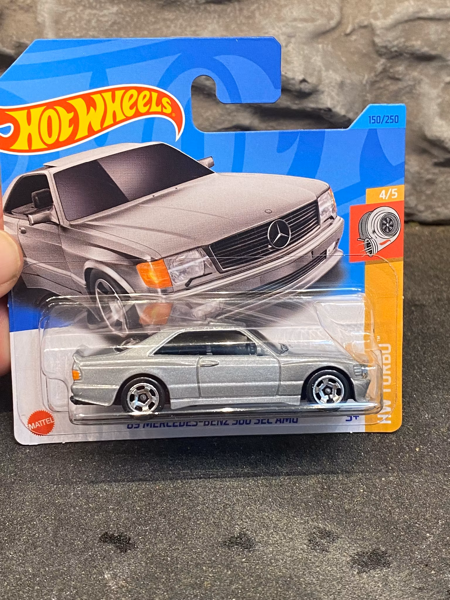 Skala 1/64, Hot Wheels: Mercedes-Benz 560 SEC AMG 89' Silver "Quite hard to find"