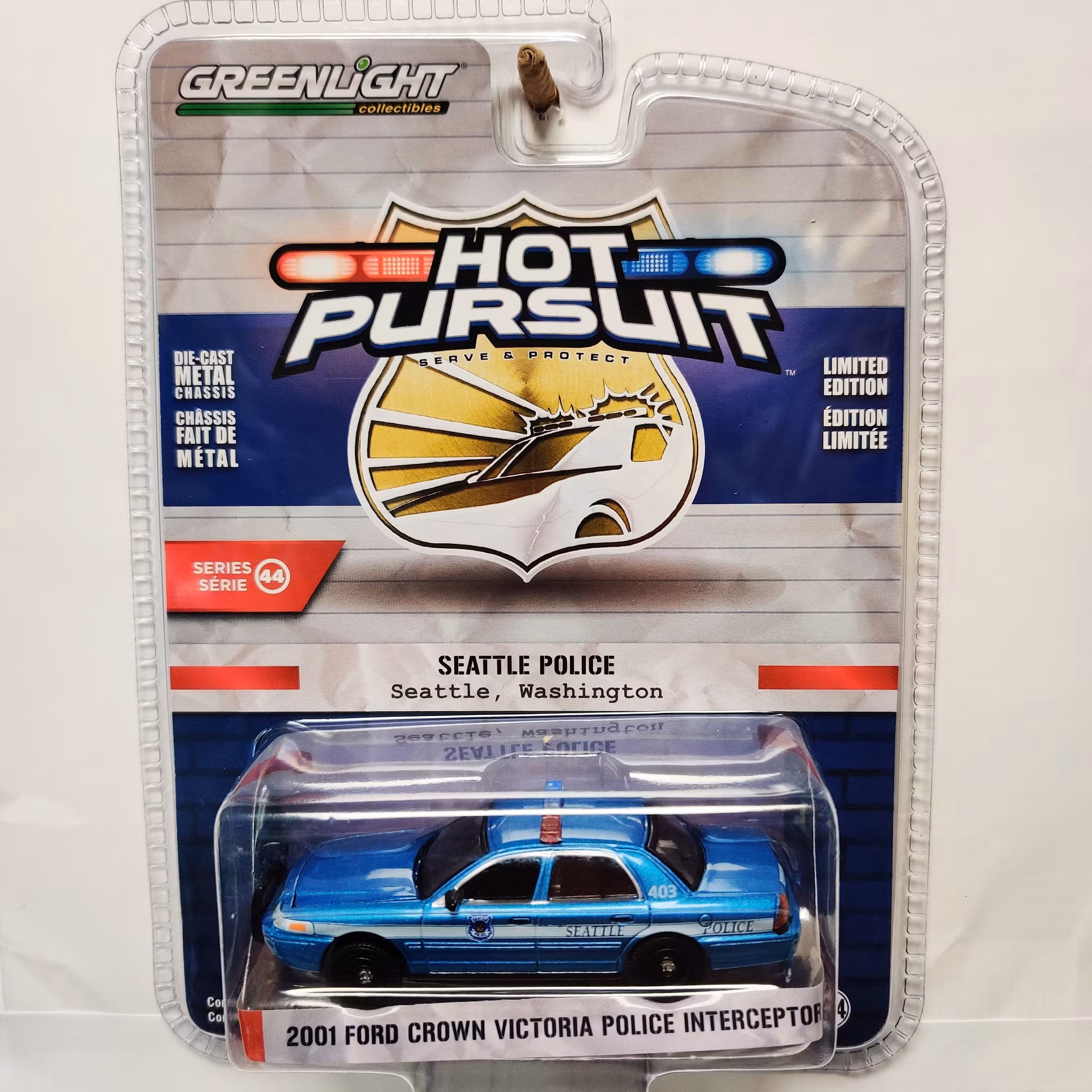 Skala 1/64 Greenlight, "Hot Pursuit", Ford Crown Victoria Police Interceptor 2001