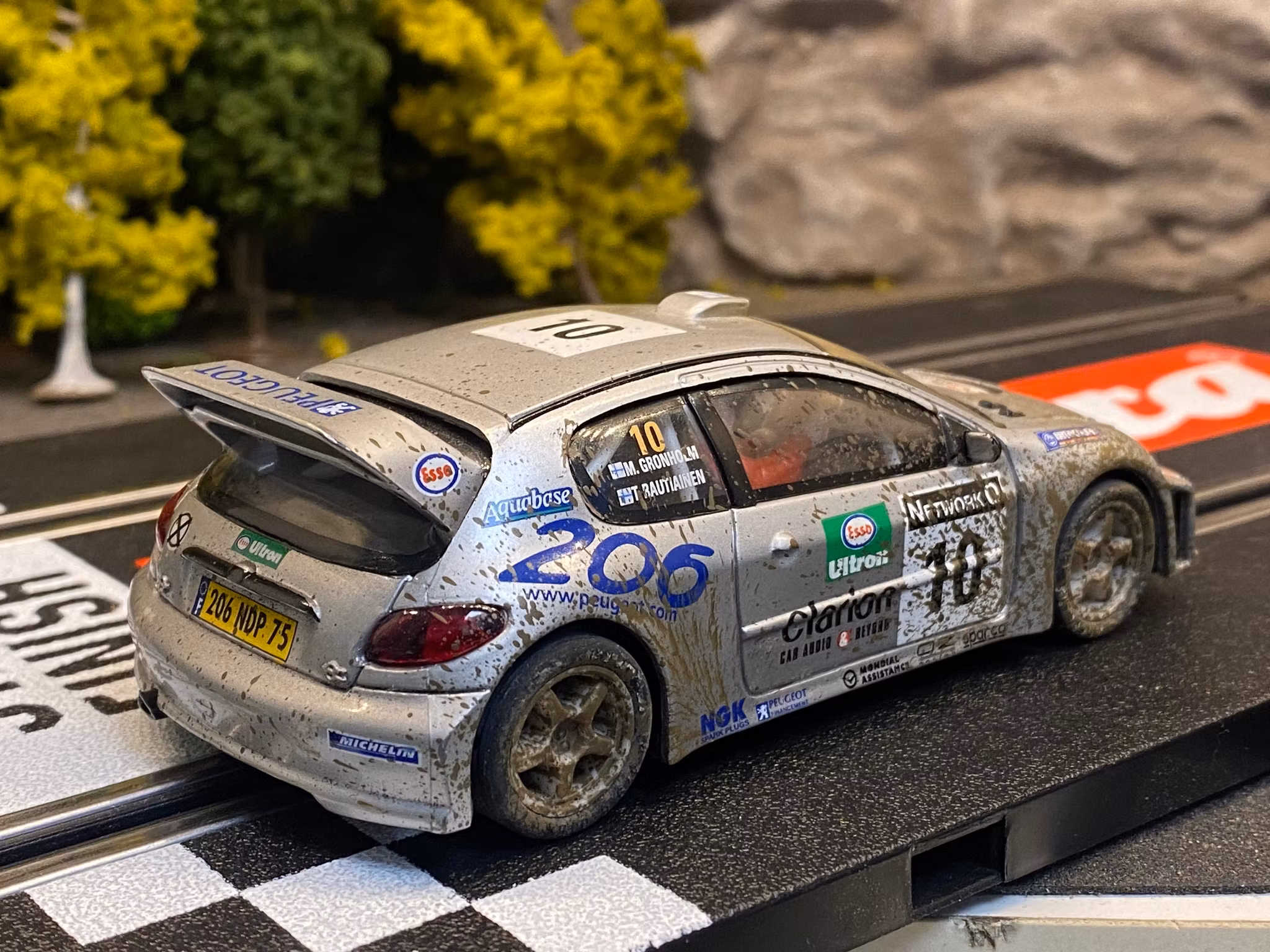 Skala 1/32 Used Analoge slotcar: Peugeot 206 WRC 4x4 Wethered fr SCX