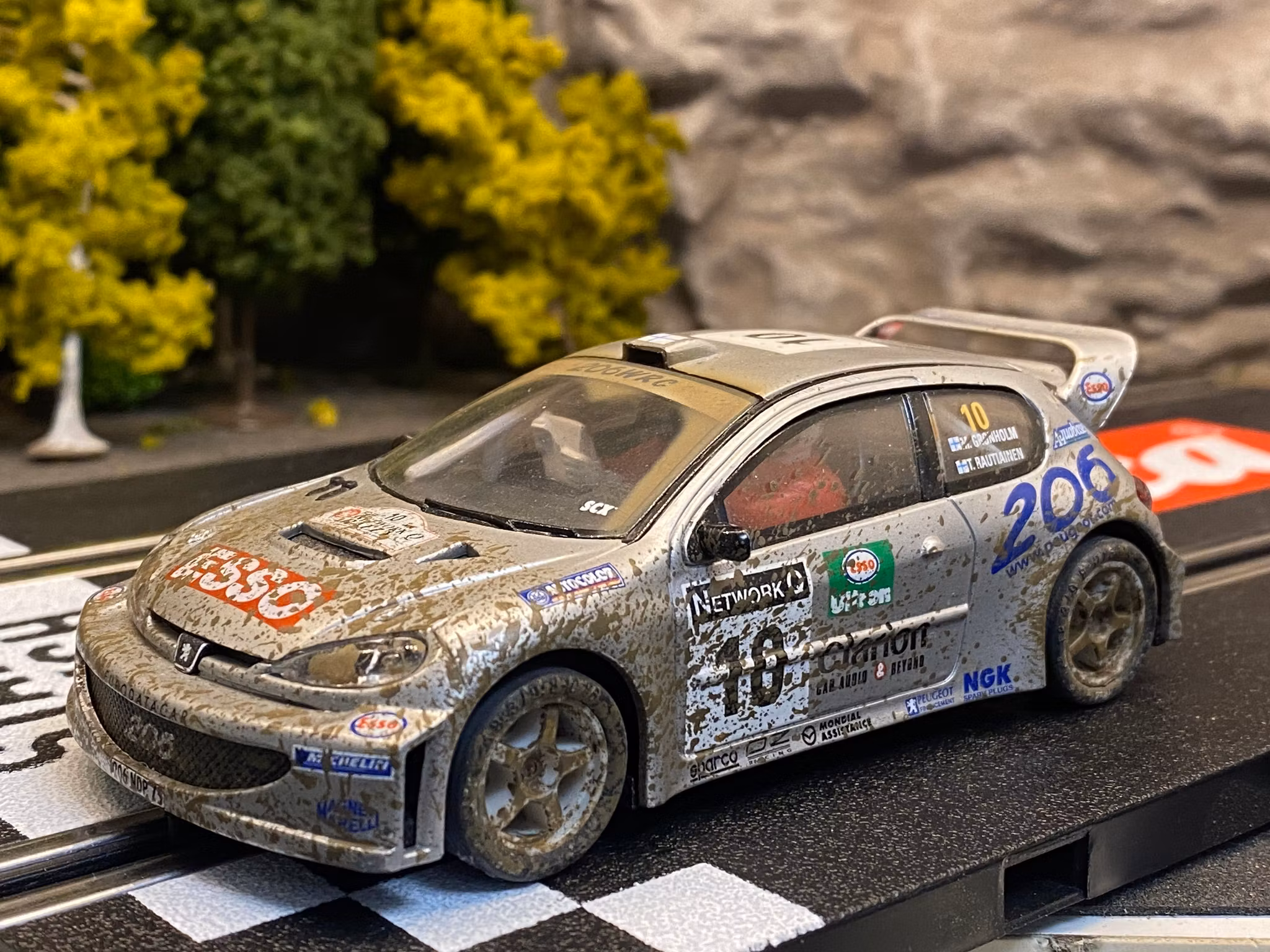 Skala 1/32 Used Analoge slotcar: Peugeot 206 WRC 4x4 Wethered fr SCX