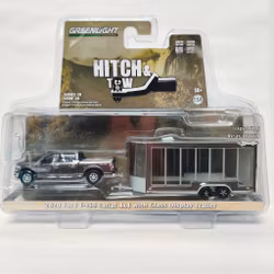 Skala 1/64 GreenLight Hollywood "Hitch & Tow" Ford F-150 Lariat 4x4 m/w Glass Display Trailer