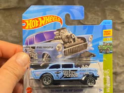 Skala 1/64 Hot Wheels: Chevy Bel Air Gasser 55', Blue "Tri Five Terror"