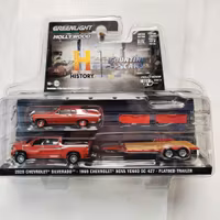 Skala 1/64 GreenLight Hollywood "Hitch & Tow": Chevy Silverado 20', Chevy Nova Yenko SC 427 69', Flatbed Trailer