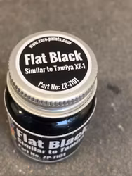 Zero Paints, acryllic paint 30ml: Flat Black (Similar to Tamiya XF-1)ZP-7101
