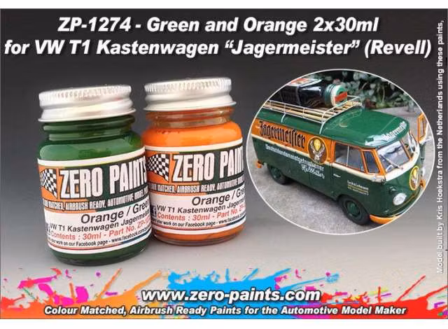 Zero Paints, Acryllic paint 2x30ml: Green & Orange Jägermeister, ZP-1272