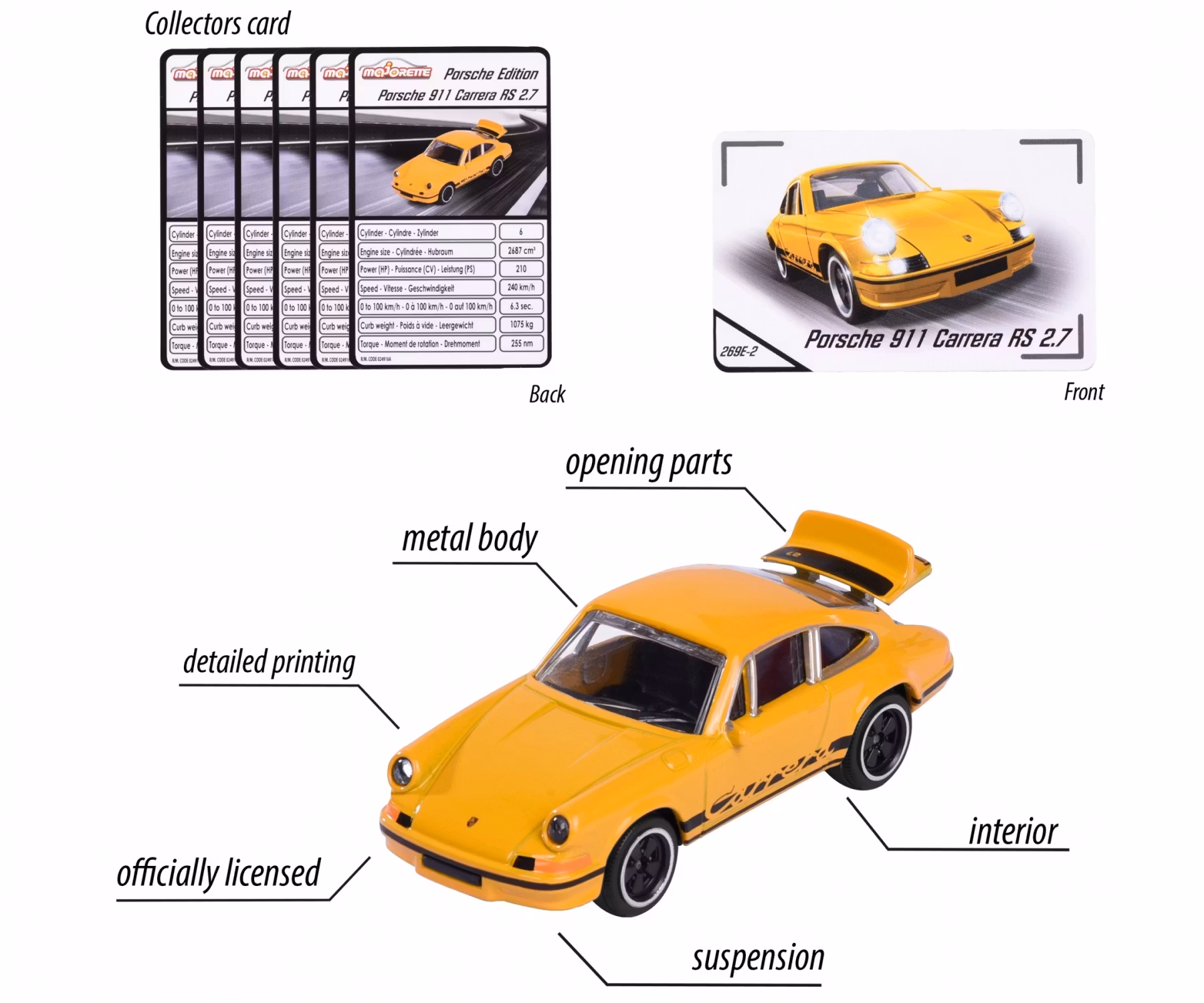 Skala 1/64 Porsche 911 Carrera RS 2,7 fr Majorette - Porsche Edition