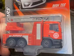 Skala 1/64 (1/87) fr Majorette: MAN TGS, Brannvesen "Norsk" Brandbil