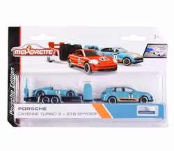 NEW! Skala 1/64 fr Majorette - Porsche Race Trailer, Cayenne T S + 918 Spyder