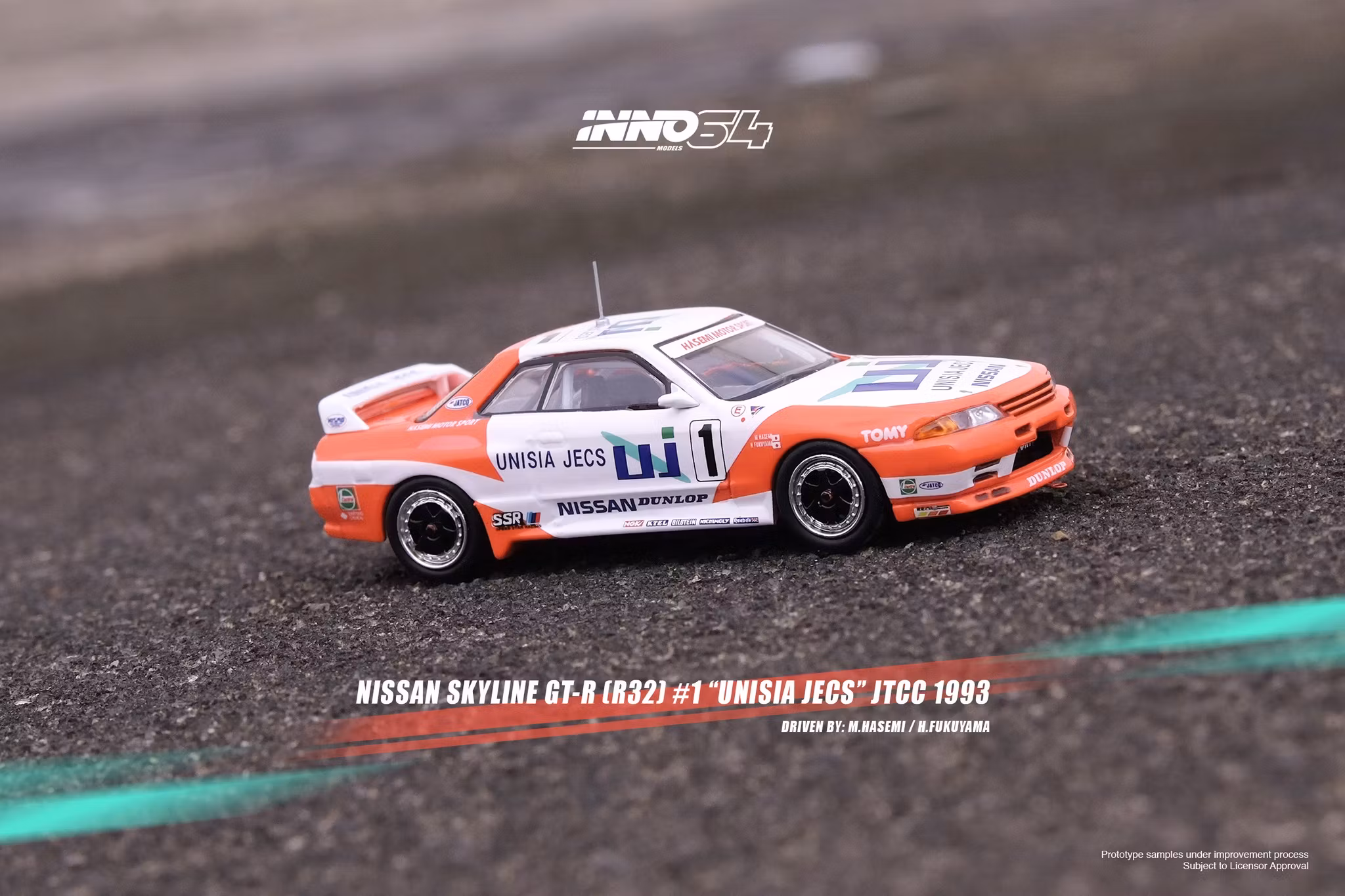 Skala 1/64 Nissan Skyline GT-R (R32)#1 Unisia JTC 93' fr Inno64