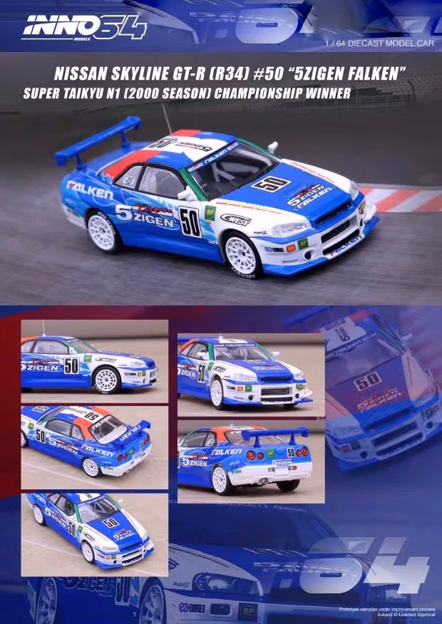 Skala 1/64 Nissan Skyline GT-R (R32) #50 Super Taikyu 2000 w fr Inno64