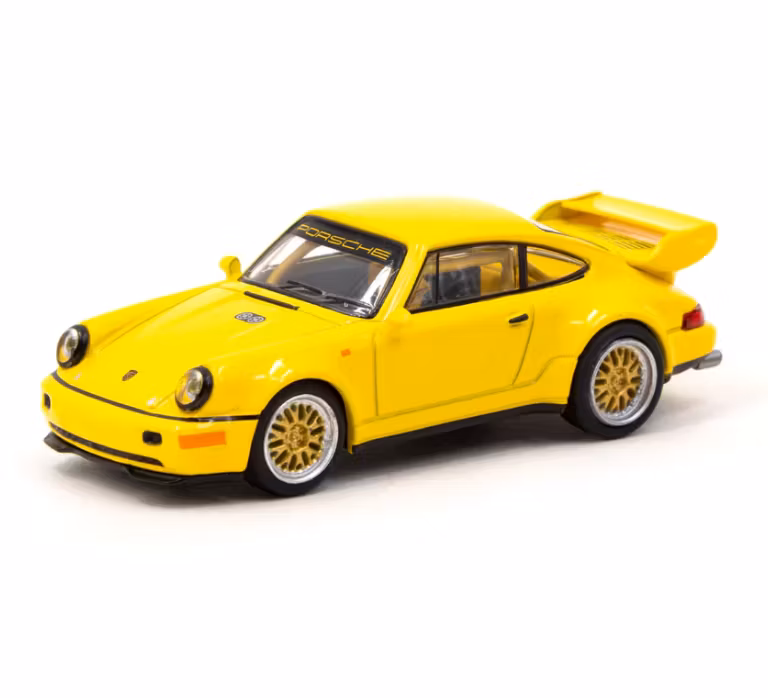 Skala 1/64 Porsche 911 RSR 3.8 Yellow - COLLAB64 Tarmac/Schuco