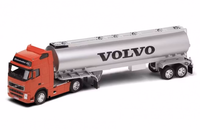 Skala 1/32 Transporter VOLVO FH12 w tank trailer, Red fr WELLY