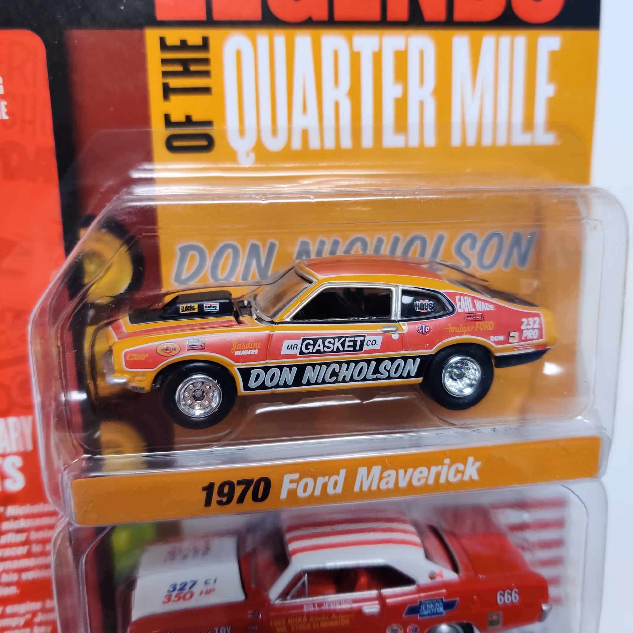 Skala 1/64 2-pack Johnny Lightning, 1970 Ford Maverick, 1966 Chevy Nova Rev.B