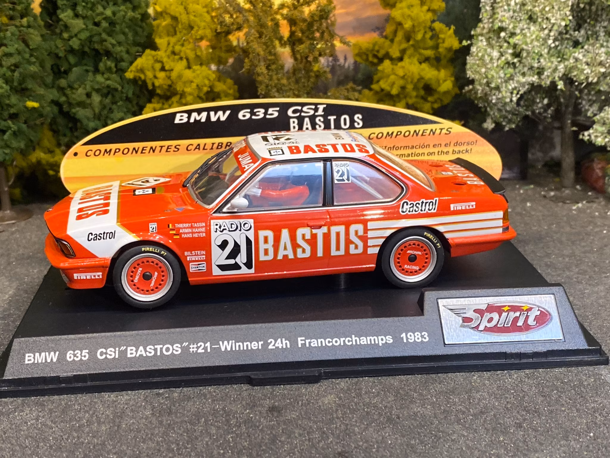 Skala 1/32 An. Slotcar fr Spirit: BMW 635 CSI "Bastos" #21