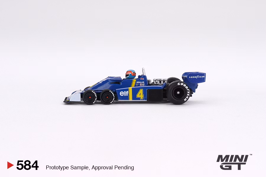 Skala 1/64 Tyrrell P34 #4 Patrick Depailler 76 Swedish GP 2nd Place fr MINI GT (584)