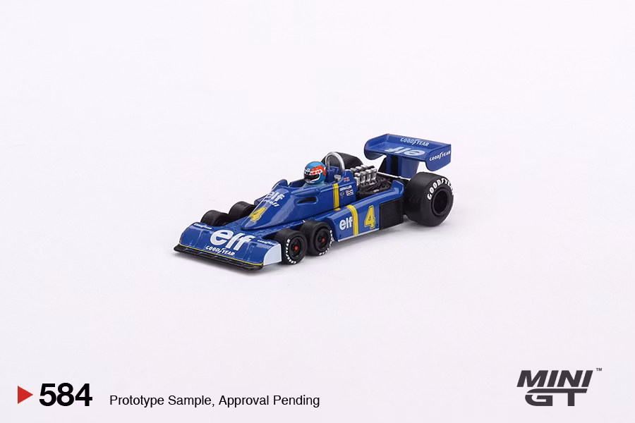 Skala 1/64 Tyrrell P34 #4 Patrick Depailler 76 Swedish GP 2nd Place fr MINI GT (584)