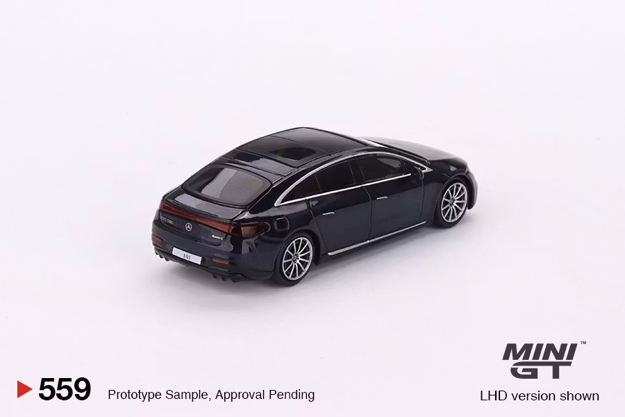 Skala 1/64 Mercedes-Benz EQS 580 4MATIC Nautical Blue Metallic fr MINI GT (559)