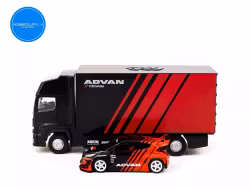 Skala 1/64 Pandem Yaris ADVAN with Plastic Truck Packaging fr Inno64