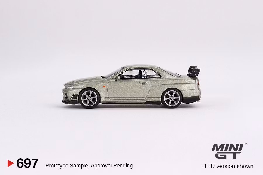 Skala 1/64 Nissan Skyline GT-R (R34) Tommykaira R-z Millenium Jade fr MINI GT (697)