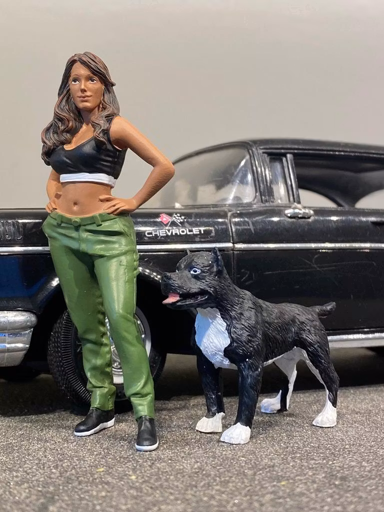 Skala 1/18 Christine m hunden Bullen "LowRiderz" - American Diorama