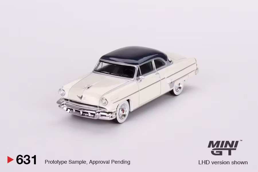 Skala 1/64 - Lincoln Capri 1954 Arctic White/Atlantic Blue fr MINI GT (631)