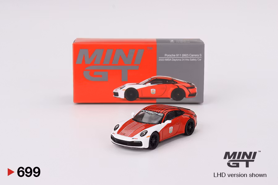 Skala 1/64 - Porsche 911 (992) Carrera S Safety Car 2023 IMSA Daytona 24 Hrs fr MINI GT (699)