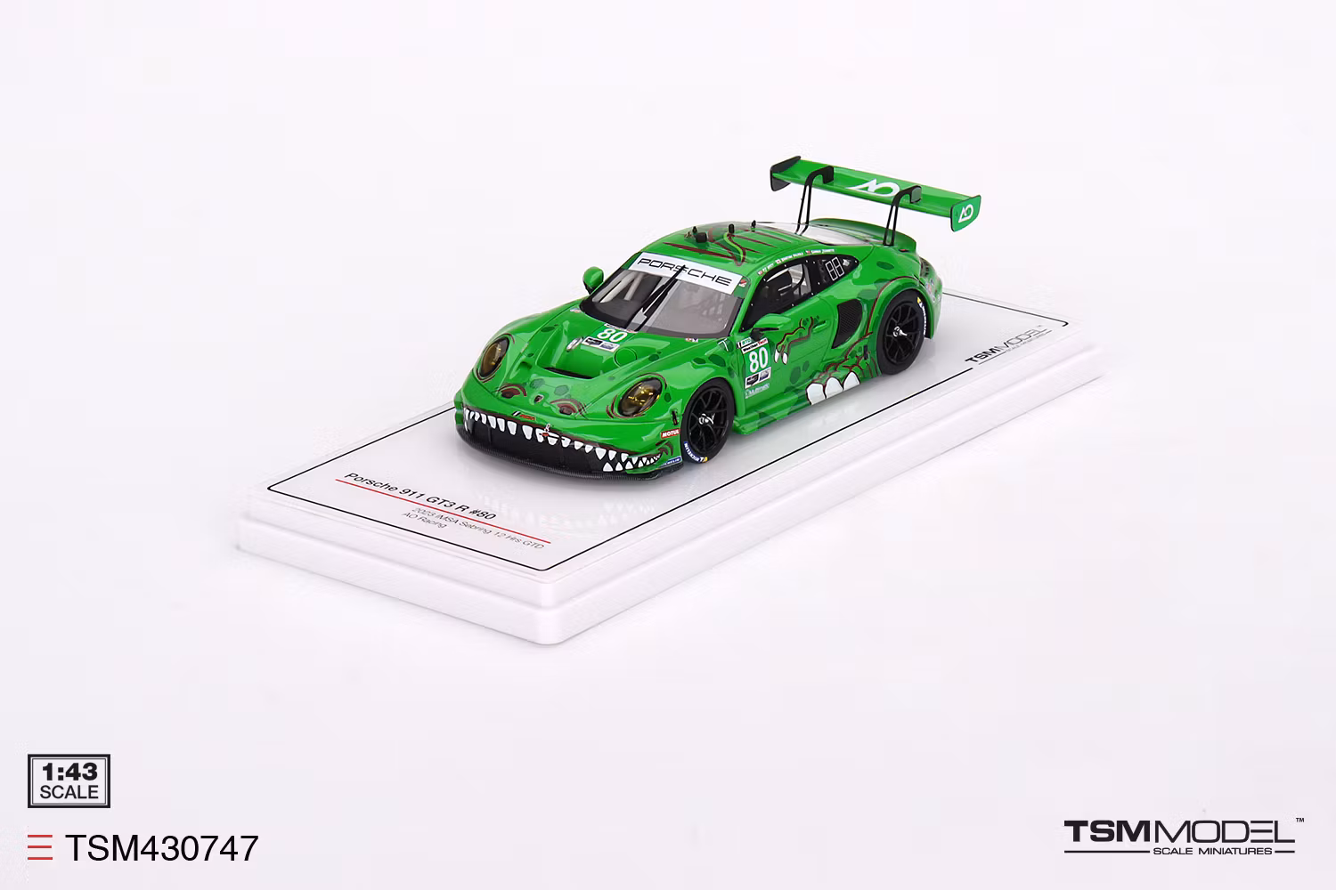 Skala 1/43 Porsche 911 GT3 R #80 AO Racing 2023 IMSA Sebring 12 Hrs GTD fr TSM Model