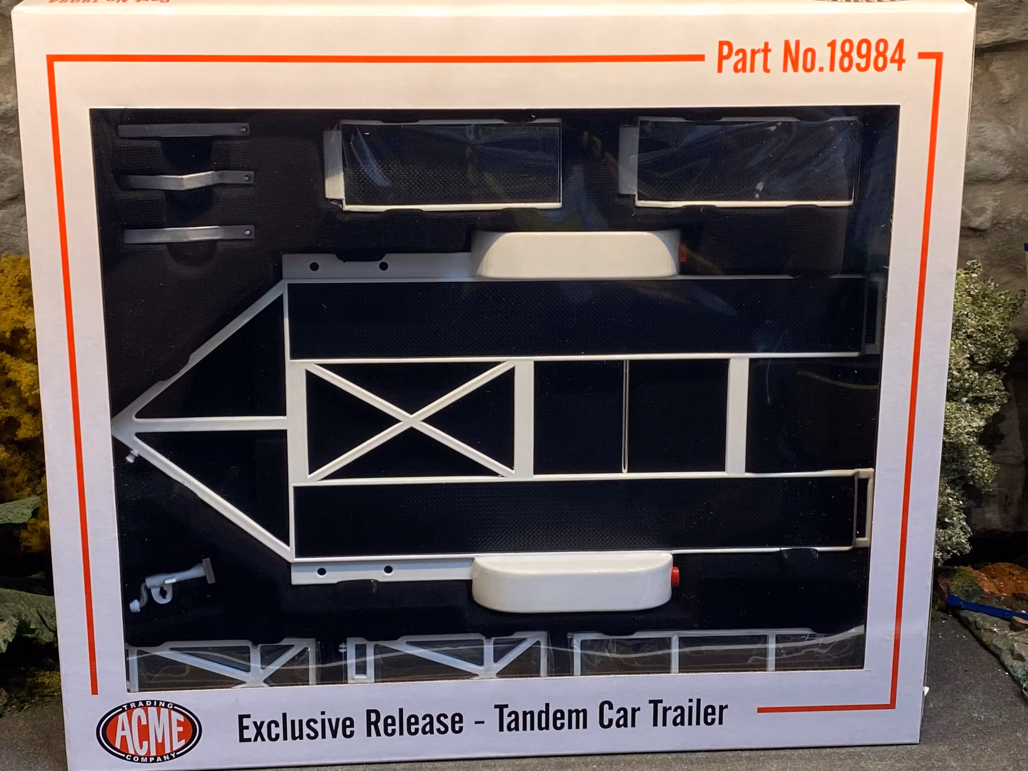 Skala 1/18 Biltransport, Tandem car trailer, black/silver, fr Acme