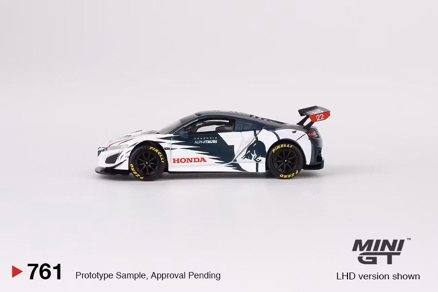 Skala 1/64 Honda NSX GT3 EVO AlphaTauri Yuki Tsunoda 2023 Red Bull Formula Nurburgring fr MINI GT (761)