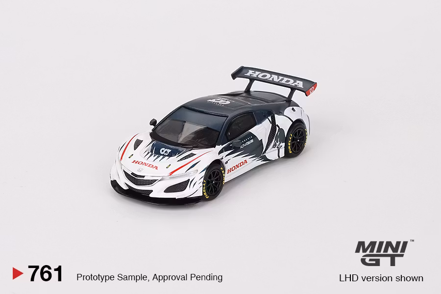 Skala 1/64 Honda NSX GT3 EVO AlphaTauri Yuki Tsunoda 2023 Red Bull Formula Nurburgring fr MINI GT (761)