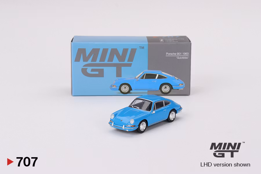 Skala 1/64 Porsche 901 1963 'Quickblau' fr MINI GT (707)