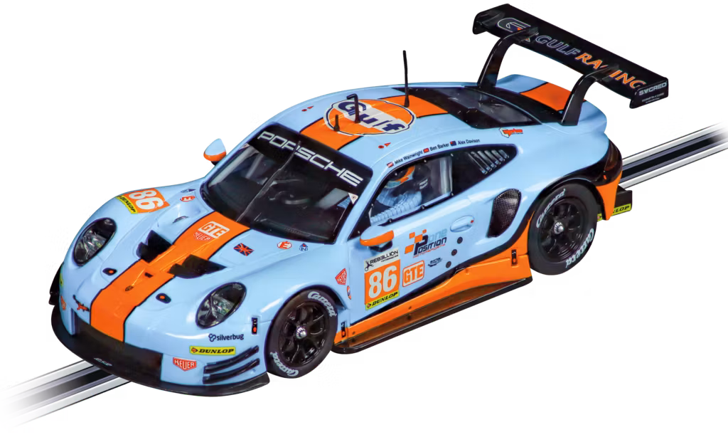 Skala 1/32 Digital/Analog slotcar fr Carrera: Porsche 911 RSR "Gulf Racing, Mike Wainwright, No.86", Silverstone 2018