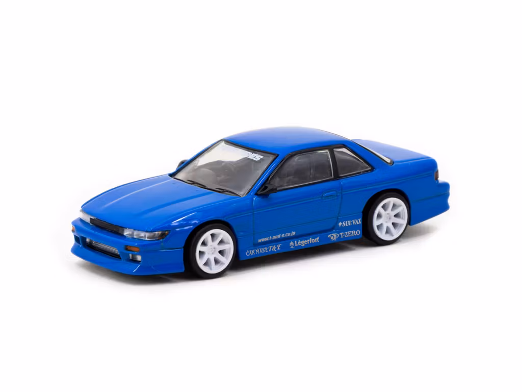 Skala 1/64 VERTEX Nissan Silvia S13 Blue Metallic TOYO TIRES fr Tarmac Works - GLOBAL64