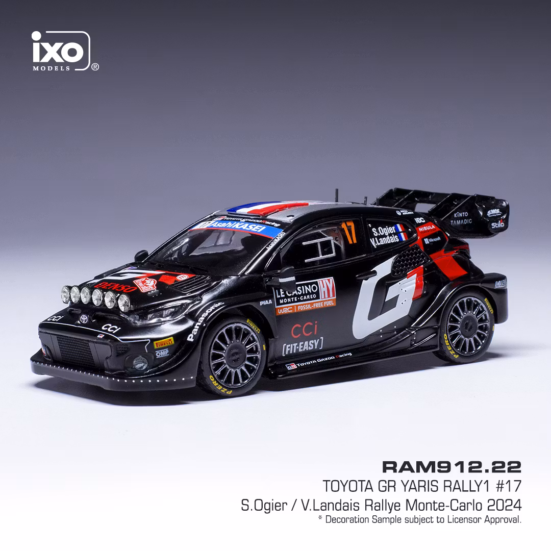 Skala 1/43 Toyota GR Yaris Rally1 Hybrid #17 Monte Carlo 2023 fr IXO Models (RAM912.22)