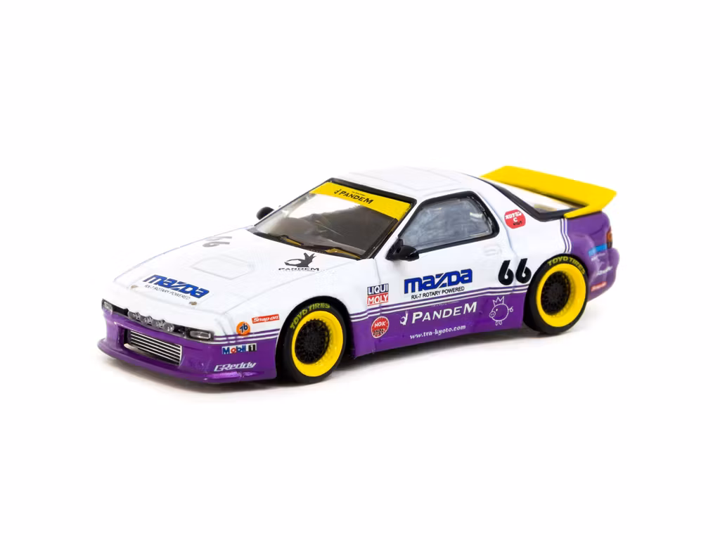 Skala 1/64 Pandem Mazda RX-7 FC3S White/purple fr Tarmac Works -  Hobby64