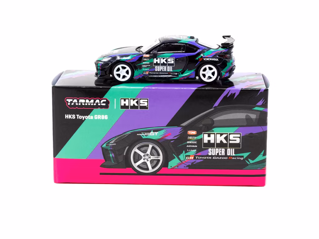 Skala 1/64 HKS Toyota GR86 Black fr Tarmac Works - GLOBAL64