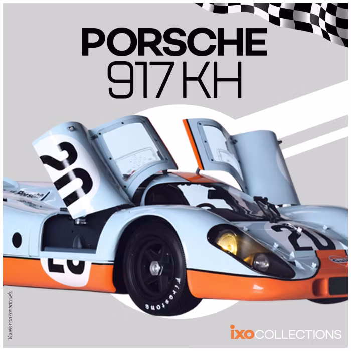 Skala 1/8 PORSCHE 917 KH "GULF" in metal, w light, etc. fr Ixo Collections