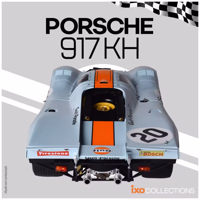 Skala 1/8 PORSCHE 917 KH "GULF" in metal, w light, etc. fr Ixo Collections