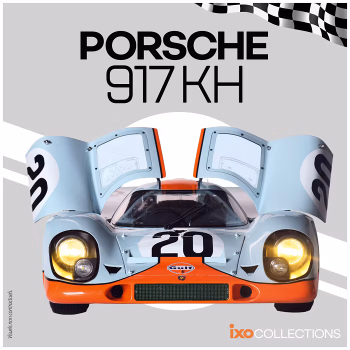 Skala 1/8 PORSCHE 917 KH "GULF" in metal, w light, etc. fr Ixo Collections