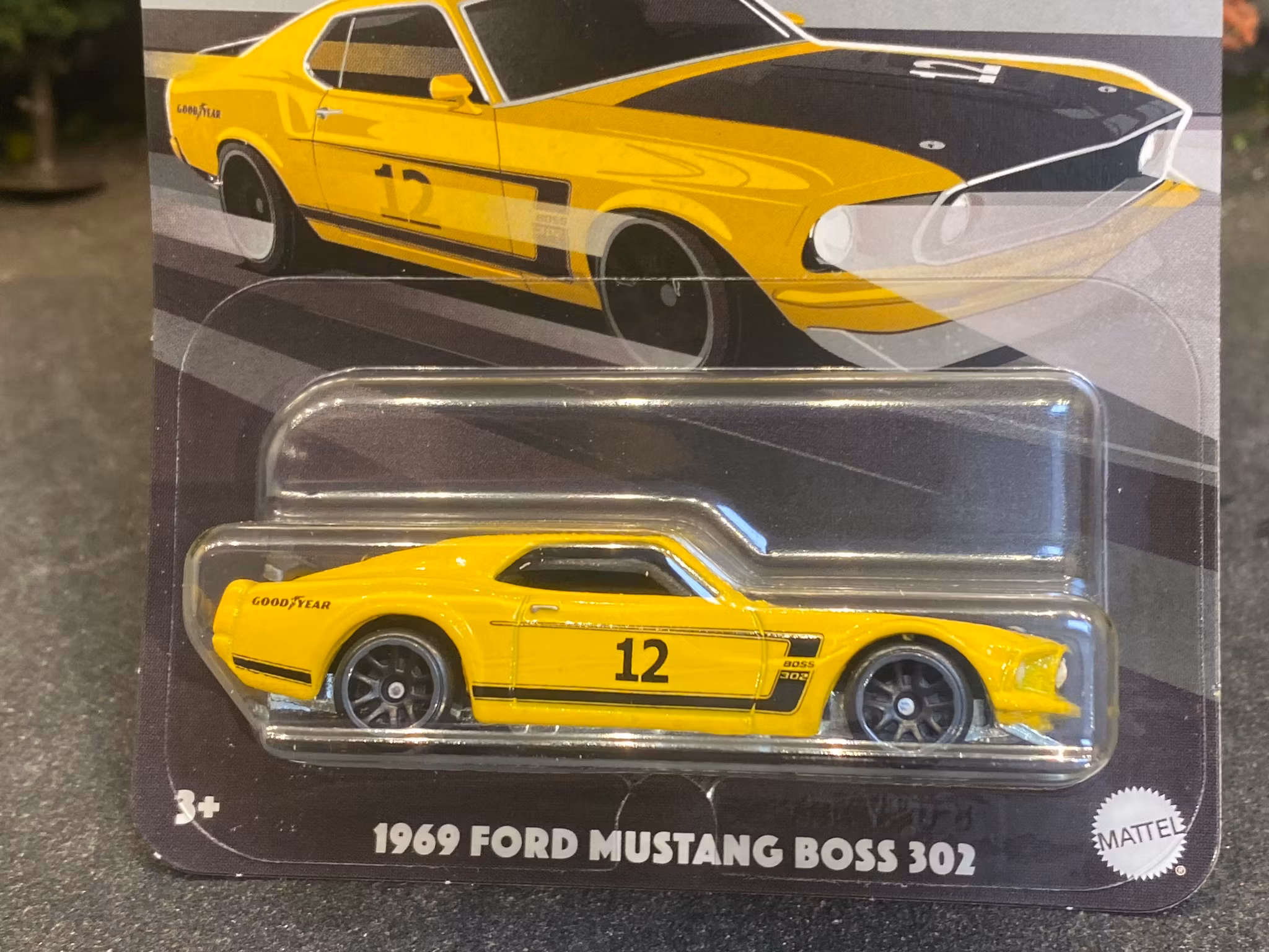 Skala 1/64 Hot Wheels - Vintage Racing Club: 1969 Ford Mustang Boss 202, Yellow