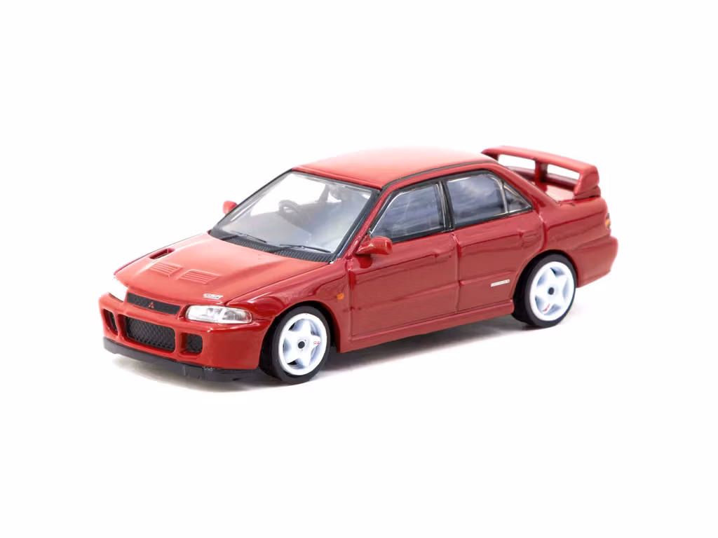 Skala 1/64 Mitsubishi Lancer GSR Evolution II Red with Tarmac Cards fr Tarmac Works