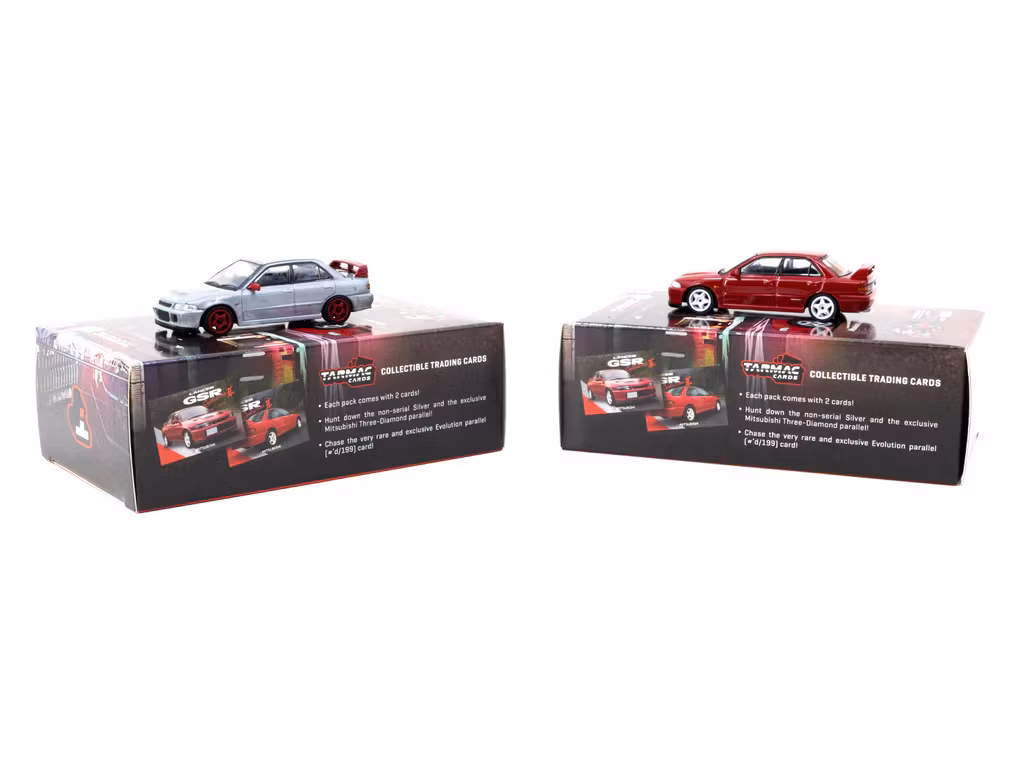 Skala 1/64 Mitsubishi Lancer GSR Evolution II Red with Tarmac Cards fr Tarmac Works