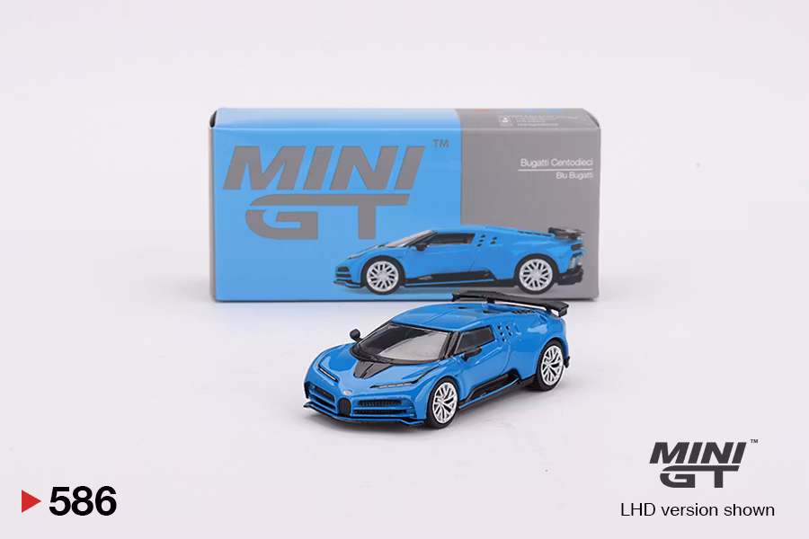 Skala 1/64 - Bugatti Centodieci, Blu Bugatti fr MINI GT (GT586)