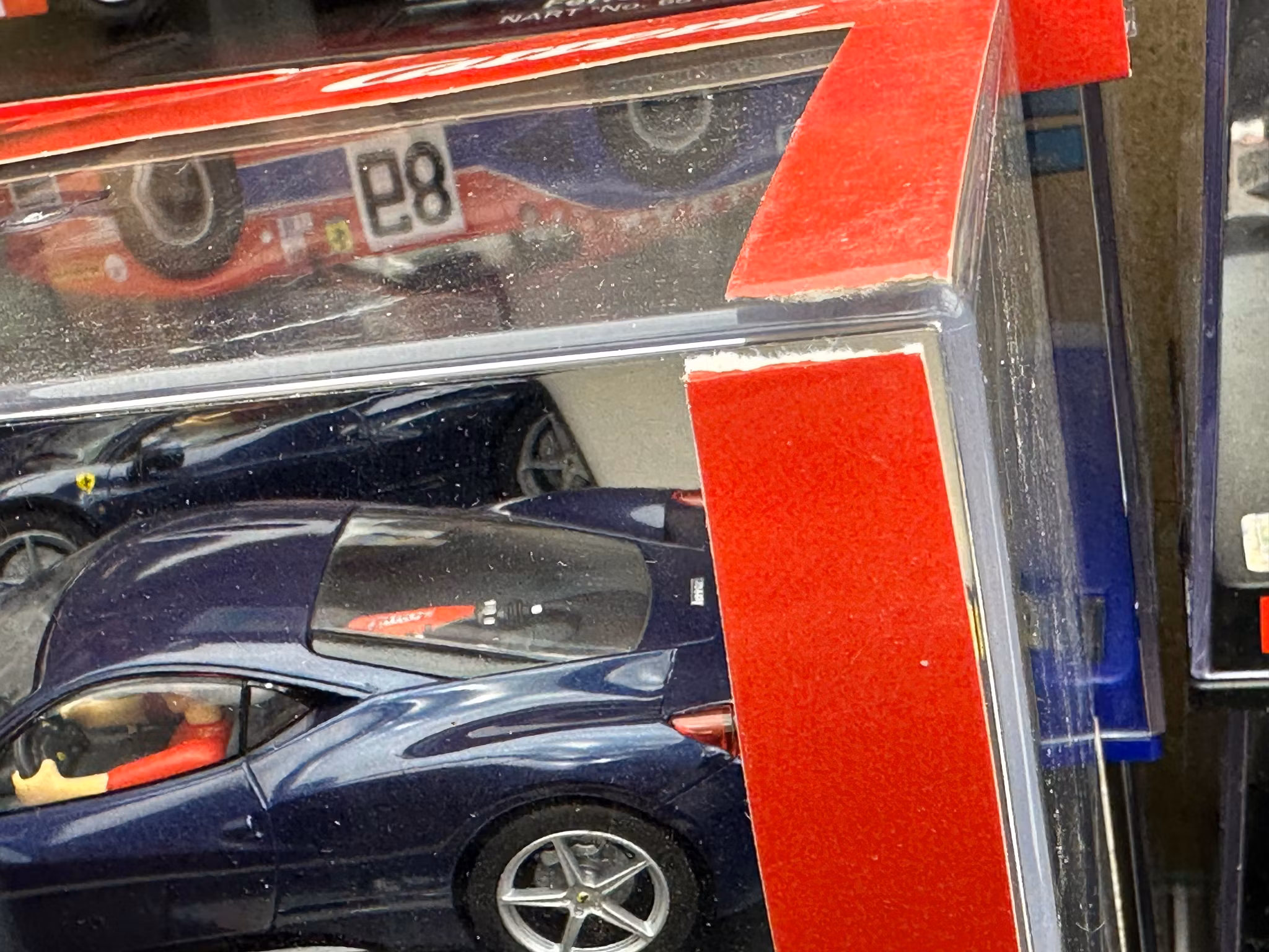 Scale 1/32 Analogue slotcar Carrera: Ferrari 458 Italia, Blue, Broken paper wrap