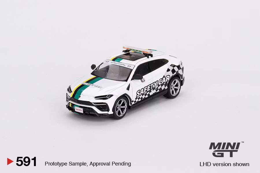 Skala 1/64 Lamborghini Urus 2022 Macau GP Official Safety Car fr MINI GT (591)