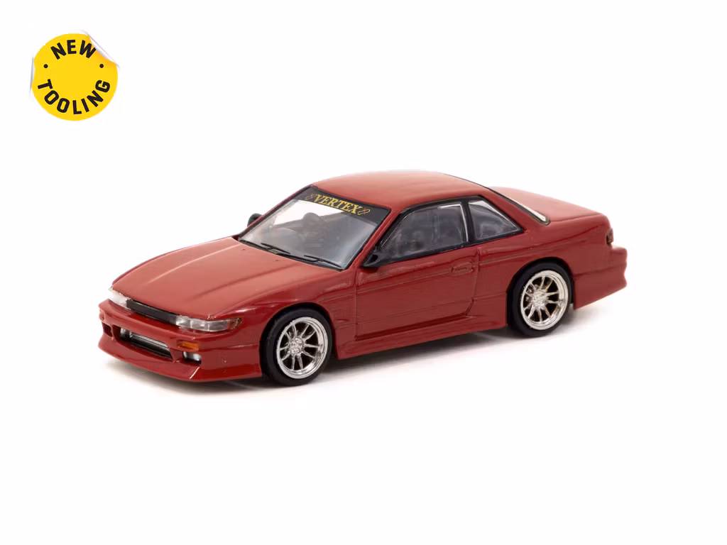 Skala 1/64 VERTEX Nissan Silvia S13 Red Metallic fr Tarmac Works - GLOBAL64