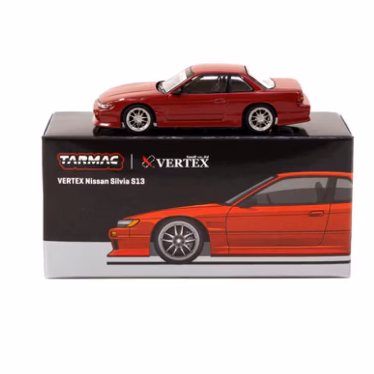 Skala 1/64 VERTEX Nissan Silvia S13 Red Metallic fr Tarmac Works - GLOBAL64