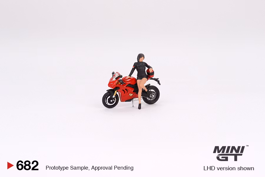 Skala 1/64 - Ducati Panigale V4 S w/ Ducati Girl fr MINI GT (682)