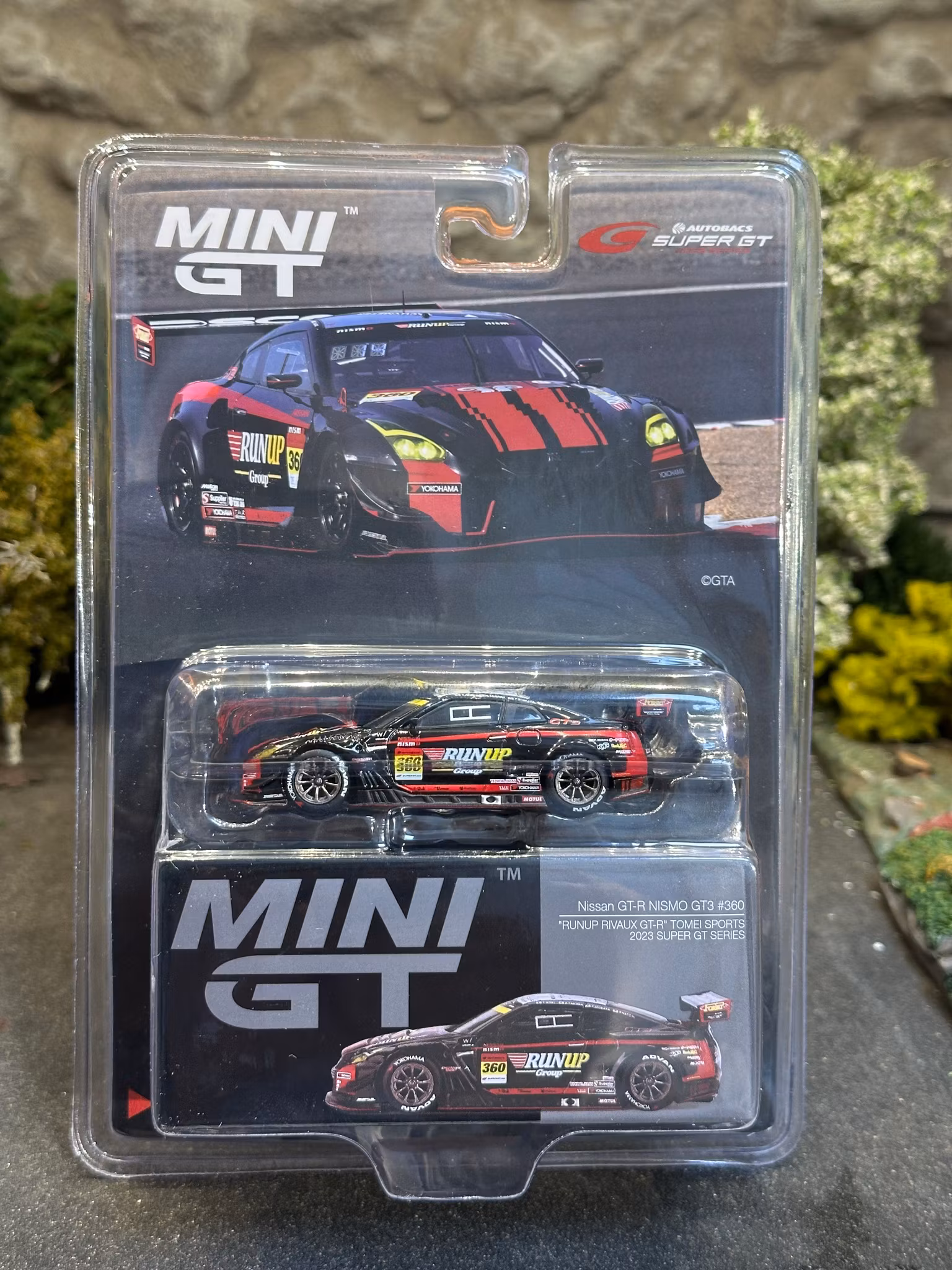 Skala 1/64 Nissan GT-R NISMO GT3 #360 "RUNUP RIVAUX GT-R" TOMEI SPORTS 2023 SUPER GT SERIES fr MINI GT (754)