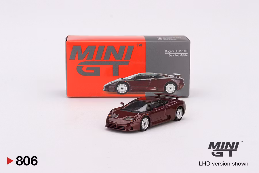 Skala 1/64 Bugatti EB110 GT Dark Red Metallic fr MINI GT (806)